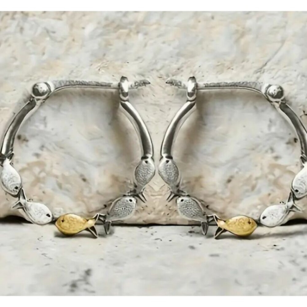 Silver Gold Fish Hoop Earrings Lever Back Women Teens